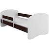 ACMA II Letto Junior 160x80 cm Wenge con Materasso e Rete a Doghe - Letto per Bambini con Sponde di Sicurezza, Portata fino a 120 kg, Variante senza Cassetto