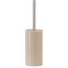 Inbagno Porta scopino per WC appoggio, Resina Beige e bambù setole Nere Removibili, Serie Sahara