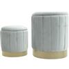 Rebecca Mobili Set 2 Pouf Effetto Velluto, Poggiapiedi con Contenitore, Grigio, Tessuto Poliestere MDF Acciaio, Imbottiti, per Salotto - Misure HxLxP: 44 x 35,5 x 35,5 cm - Art. RE7053