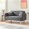 [en.casa] Divano a 2 Posti di Seduta con Rivestimento in Velluto a Corde Telaio in Legno Sofa Relax Imbottito con Braccioli Schienale e 2 Cuscini per Soggiorno Salotto - Grigio