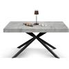 PAZZO DESIGN Tavolo Allungabile Desirè, Gambe Incrociate Family Nere, Made in Italy, Color Grigio Cemento, 140 x 90 x 74 - Id_2264
