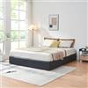 [en.casa] Struttura Letto Matrimoniale 160x200 cm con Zona di Riposo Ribaltabile Contenitore Letto Doppio a 2 Piazze Rivestito in Similpelle - Nero