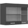 Vicco Mobile da cucina in vetro R-Line, Antracite lucido, 80 cm | 2 Ante · 1 Ripiano · Profondità - 31 cm · ✓ Liberamente combinabile · ✓ Tutto in vista