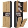 CDF Mobile Bagno Alto con Portabiancheria 2 Cesti 174x60x30 cm Antracite | Armadio Lavanderia, Colonna Alta, Ante e Vani Chiusi, per Biancheria Sporca, Organizzazione Casa, Uso Quotidiano