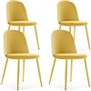 HOMN LIVING Set di 4 sedie Kana Senape, Gambe in Metallo e Sedile Imbottito, 45 cm (Larghezza) 51,5 cm (profondità) 83 cm (Altezza)