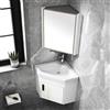 Generic Armadietto da Bagno ad Angolo con Specchio e Contenitore Mobile Bagno Sospeso con Lavabo, Rubinetto Caldo e Freddo, Design Ssalvaspazio per Piccoli Bagni(White,43cm)