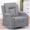 COMHOMA Poltrona Relax TV con Funzione Recliner Schienale Regolabile, Girevole a 360°, 2 Tasche Laterali e Portabicchieri, Grigio Scuro, Tessuto