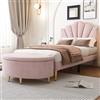 ZKLOEP Panca imbottita con vano portaoggetti, 90 x 40 x 42 cm, con contenitore in velluto, poggiapiedi con gambe in metallo, adatta per corridoio, soggiorno, camera da letto, rosa