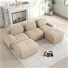 VIVCA Divano a U in cordone 32D di alta qualità, imbottitura altamente elastica, beige, senza montaggio, antiscivolo e adatta agli animali domestici, braccioli extra larghi per soggiorno, camera da