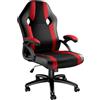 tectake® Sedia da Ufficio Ergonomica, Poltrona Gaming con Altezza Regolabile, Struttura Robusta, Rotazione a 360 Gradi, Meccanismo Basculante, 5 Rotelle Doppie - Nero/Rosso