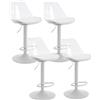 SEPNINE Sgabelli Cucina Set di 4, Sgabelli da Bar Moderni Design, Sgabello Alto con Schienale Trasparente, Sgabello Cucina Regolabile in Altezza per Sala da Pranzo, Bar Bianco