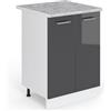 Vicco Mobiletto base cucina R-Line, Antracite lucido, 60 cm | 2 Ante · Piano di lavoro incl. · Piedini regolabili in altezza · 1 Ripiano · ✓ Liberamente combinabile