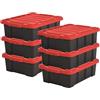 Iris Ohyama, Scatole Pieghevoli, 25L, Set di 6, Rosso, Compact, Solido, Impilabile, Per Garage, Scaffali, Scatola Organizer, Plastica, Contenitore, DDSKT-230