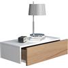 VCM Nachtschrank | Wandschublade | Wandboard | Nachttisch | Maße ca H. 15 x B. 60 x T. 30 cm - Usal M 60 cm Weiß/Honig-Eiche
