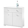 AVANTI TRENDSTORE Pino - mobile da bagno in legno laminato, mobiletto da terra per bagno, ingresso e corridoio nel colore bianco e bianco lucido. Dimensioni: LAP 76x73x31 cm
