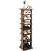 GYMAX Scarpiera Salvaspazio Slim 7 Ripiani MDF diverse altezze 27,5 x 26,5 x 110 cm (MARRONE)