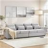 Wyibwy divano 4 posti con tasche per braccioli,divano moderno con 4 cuscini,divano 4 posti con in tessuto di lino,divani letto dallo stile semplice,264 x83x 87cm,per soggiorno e ufficio,Grigio