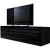 Vladon Mobiletto Valencia, Mobile TV con 1 vano a Giorno e 2 Ante a ribalta, Nero Opaco/Nero Lucido/Nero Lucido (155 x 46 x 40 cm)