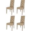 t m c s Tommychairs - Set 4 sedie Chantal per cucina e sala da pranzo, struttura in legno di faggio, seduta e schienale con bottoni imbottiti e rivestiti in pelle artificiale cappuccino