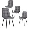 HJhomeheart Set di 4 Sedie da Pranzo Moderne, Comode Sedie da Cucina Senza Braccioli Imbottite in Pelle Impermeabile con Gambe in Metallo, Adatte a Camere da Letto, Studi e Soggiorni, Grigie
