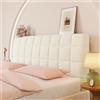 Chickwin Copertura per Testiera Letto, Plaid Goffrato Trapuntato Copertura Testiera Letto Antipolvere Universale Copri Testata Letto Singolo Matrimoniale Una Piazza e Mezza (180cm,Bianco Crema)