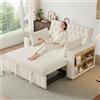 Autheria Divano Letto 2 Posti con Materasso e Libreria Integrata, Divano 2 Posti con Schienale Regolabile e Ricarica USB e Portabicchieri, Divano Letto Matrimoniale Pieghevole Multifunzionale con Cuscini