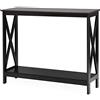 LIFEZEAL Tavolo Console a 2 Livelli, Tavolo Consolle in Legno, Tavolo d'Ingresso, Salvaspazio, per Corridoio, Soggiorno, Antiribaltamento, Montaggio Semplice, Peso Max 50kg, 100x30x80cm (nero)