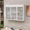 Generic Pensile con vetrine curve a 3 ante a parete mobile contenitore per cucina soggiorno bagno sala da pranzo armadio bianco