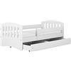 WFL GROUP Letto Per Bambini Con Materasso 140x70 160x80 180x80 Sponda Anticaduta Con Barriera Cassettone e Telaio a Doghe Per Bambini e Bambine - Bianco 80x160