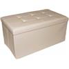 Russo Tessuti Panca Cassapanca Contenitore Baule Ecopelle Seduta Puff Arredo Salotto Divano-Beige