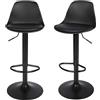 THINFAR Set di 2 Sgabelli da Bar, sgabelli Bar, sgabelli Cucina, Sedia Alta da Bar, Rotazione 360 °, Altezza Regolabile,55-75cm (nero puro -2)