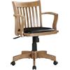 Office Star Products Office Star Deluxe - Sedia da scrivania in legno con seduta imbottita in vinile nero, legno di frutta