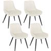 WOLTU Set di 4 Sedie da Pranzo, Sedie Ergonomiche, Poltroncine Imbottite | Schienale Curvo, in Velluto e Metallo, per Salotto, Ufficio, Camera da Letto, Crema