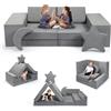 nmoiww Divano per bambini, set di divani per bambini, blocchi di costruzione in schiuma impilabili per ragazzi e ragazze, divano da gioco per bambini per zona notte e sala giochi (Grigio-9pcs)