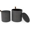GIANTEX Set di 2 Pouf Contenitore, Poggiapiedi per Soggiorno in Velluto con Coperchi Rimovibili, Sedute Imbottite, Sgabello da Trucco 40 L+25 L, Portata 150 KG, Grigio/Bianco (Grigio)