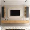 Planetmöbel Mobile TV, Tavolo TV 320 cm di lunghezza | 2x Armadi TV 40x130x17 cm sospesi per il soggiorno, 2x Mobili bassi 160x30x37,8 cm, Rovere oro