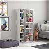 Totò Piccinni Libreria LIFT in legno 10 Ripiani dal design moderno 80x25x150h (Bianco/Cemento)