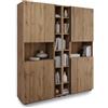 Mobili Fiver, Libreria Componibile Romina (153,6 x 173,6 cm), Rovere Rustico, Libreria da Muro o Divisoria per Camera, Soggiorno, Ufficio, Made in Italy