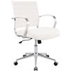 CLP Sedia da Ufficio Oakland Regolabile Altezza, Girevole con Dondolo, Sedia Scrivania con Ruote, Schienale Imbottito Colore:bianco;Materiale:Ecopelle
