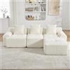 Bladez Divano angolare modulare a forma di L, divano letto con pouf ottomano, per soggiorno, divano con seduta profonda, senza montaggio, schiuma ad alta elasticità, divano compresso Boneless, bianco