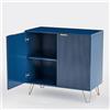 Julyue Credenza per soggiorno, cassettiera bianca con 4 ante, armadietto da cucina, moderna credenza da cucina, armadio a buffet per corridoio, soggiorno, cucina (blu scuro)
