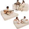bananair - Divano 2 Posti Prodotto in Francia - Divano Letto Modulare in Schiuma ad Alta Densità e Tessuto in Velluto a Coste - Design Innovativo Boneless Couch, Spedito Compresso (Ecru)