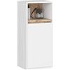 AKORD Pensile Bagno Sospeso VAMI 35 cm - 1 Anta 3 Ripiani - Mobiletto Salvaspazio da Parete - Design Moderno e Robusto in Pannelli Laminati - Arredo Bagno 35x80x30 cm - Bianco & Rovere Sonoma