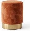 INTRECCI Pouf Cilindro in Velluto con Base Oro Elegante | Sgabello Poggiapiedi Imbottito per Salotto e Camera da Letto | Poltroncina Rotonda, Design Moderno | Ø 32 x H 40 cm - Colore: Ruggine