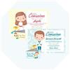 kamiustore Bigliettini + inviti Prima Comunione Bimbo/Bimba con Personalizzazione in Set da 25, 50, 100, Pezzi