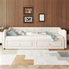 Idemon Letto giornaliero, 90 x 200 cm, letto con letto estraibile, divano letto con due cassetti, letto singolo (senza materasso), stile minimalista (beige)