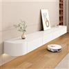 Aipunlus Mobile TV a Parete in Legno Massello, Mobile Sotto TV Sospeso, Design Moderno, Struttura Sospesa per Soggiorno/Camera da Letto, Legno Naturale e Costruzione Resistente (Bianco, 260cm/102.3in)