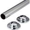 Gedotec Asta appendiabiti a parete rotonda | 1 set di aste appendiabiti con 2 cuscinetti per aste guardaroba cromo lucido | POLE| asta per mobili in acciaio 2000 mm lunghezza