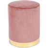 Yellowshop | Pouf Sgabello LUCY in tessuto poliestere effetto velluto - Ø 35 cm x H 42 cm - struttura in legno e MDF - ideale come seduta extra, poggiapiedi o complemento d'arredo Rosa Antico