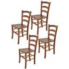 t m c s Tommychairs - Set 4 sedie modello Venice per cucina bar e sala da pranzo, robusta struttura in legno di faggio color noce chiaro e seduta in legno